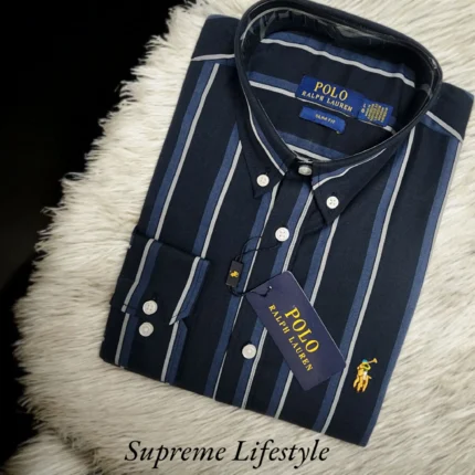 Ralph Lauren Premium Stripe Shirt-Blck Wht