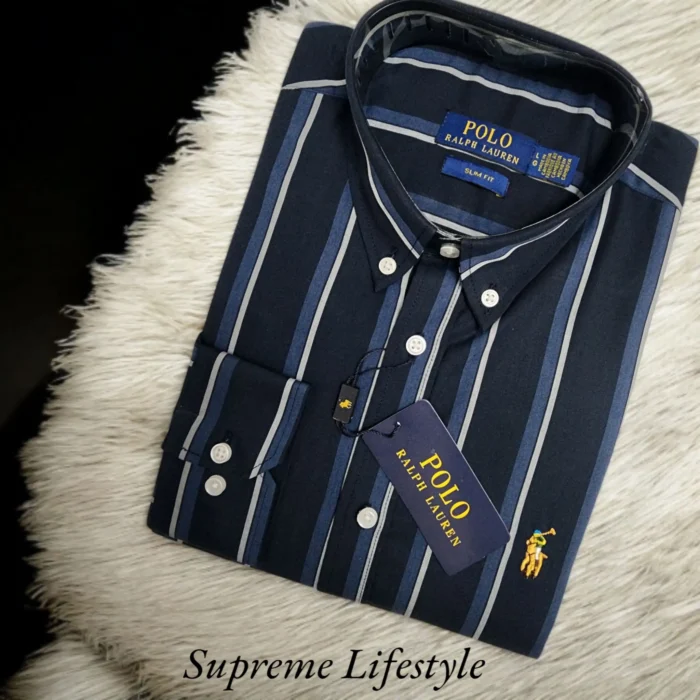 Ralph Lauren Premium Stripe Shirt-Blck Wht